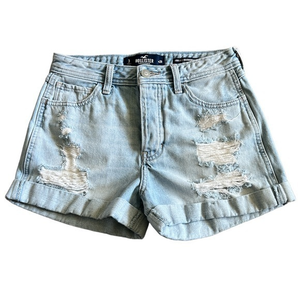 Hollister Women's High Rise Boyfriend Short‎ Button Fly Jean Shorts Sz. 26